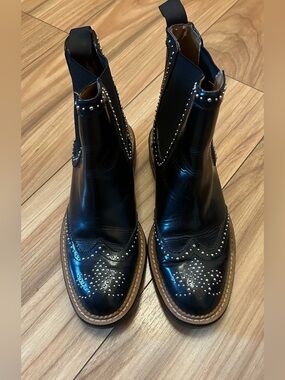 Zara Black Studded Leather Ankle Boots new no tags. Never worn, bought in Spain